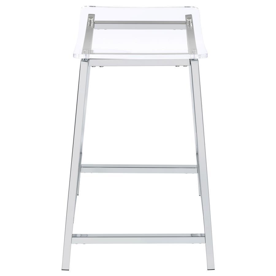 Jovani - Acrylic Backless Counter Stool (Set of 2) - Chrome Stool Set modern furniture Contempo Furniture
