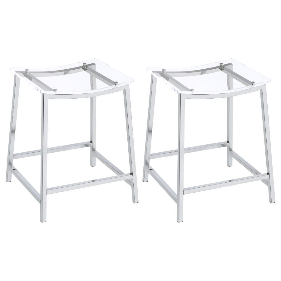 Jovani - Acrylic Backless Counter Stool (Set of 2) - Chrome Stool Set modern furniture Contempo Furniture
