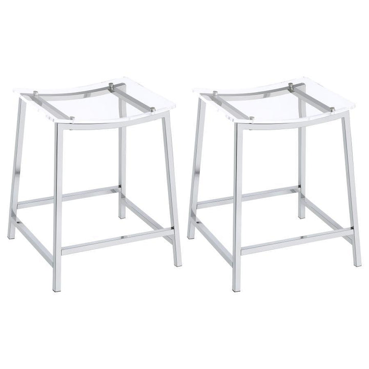 Jovani - Acrylic Backless Counter Stool (Set of 2) - Chrome Stool Set modern furniture Contempo Furniture