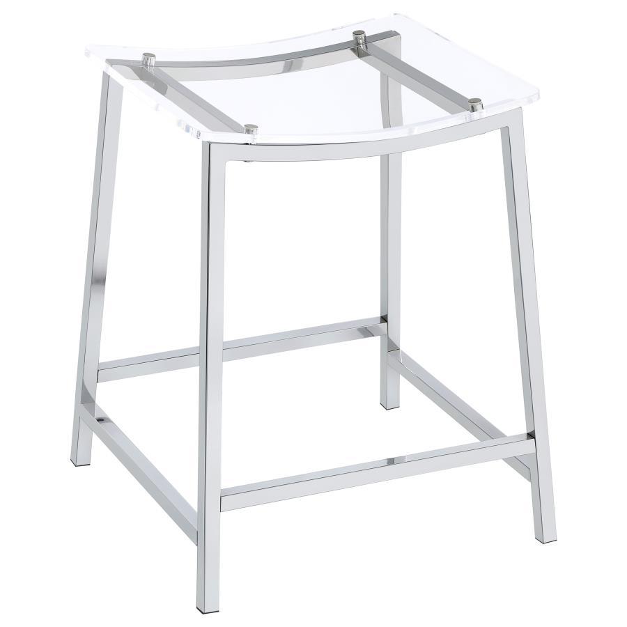 Jovani - Acrylic Backless Counter Stool (Set of 2) - Chrome Stool Set modern furniture Contempo Furniture