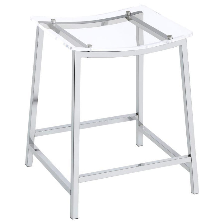 Jovani - Acrylic Backless Counter Stool (Set of 2) - Chrome Stool Set modern furniture Contempo Furniture