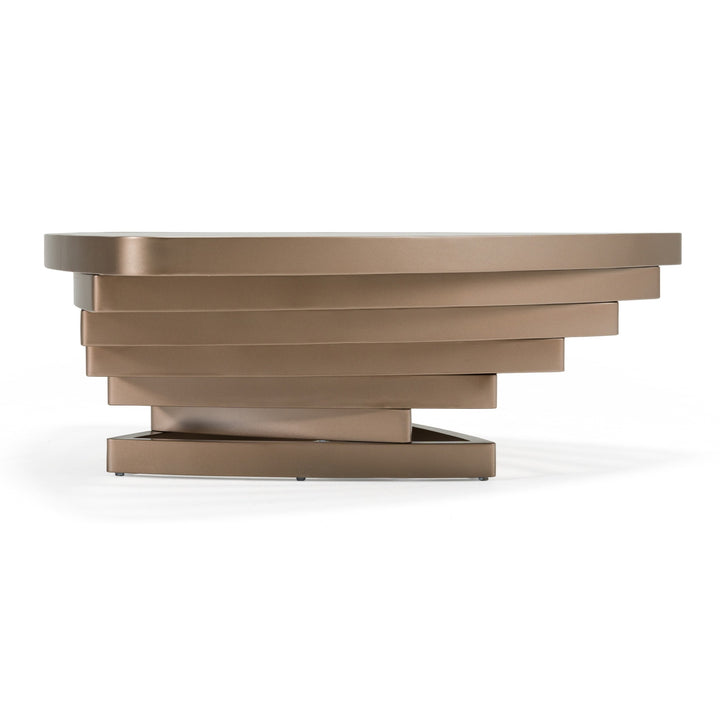 Jovial - Contemporary Brown Glass + Dark Gold Coffee Table
