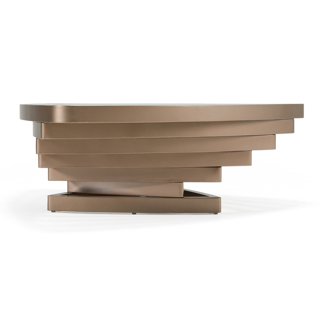 Jovial - Contemporary Brown Glass + Dark Gold Coffee Table