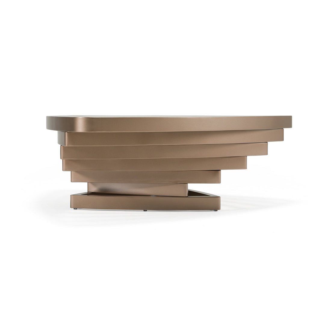 Jovial - Contemporary Brown Glass  Dark Gold Coffee Table