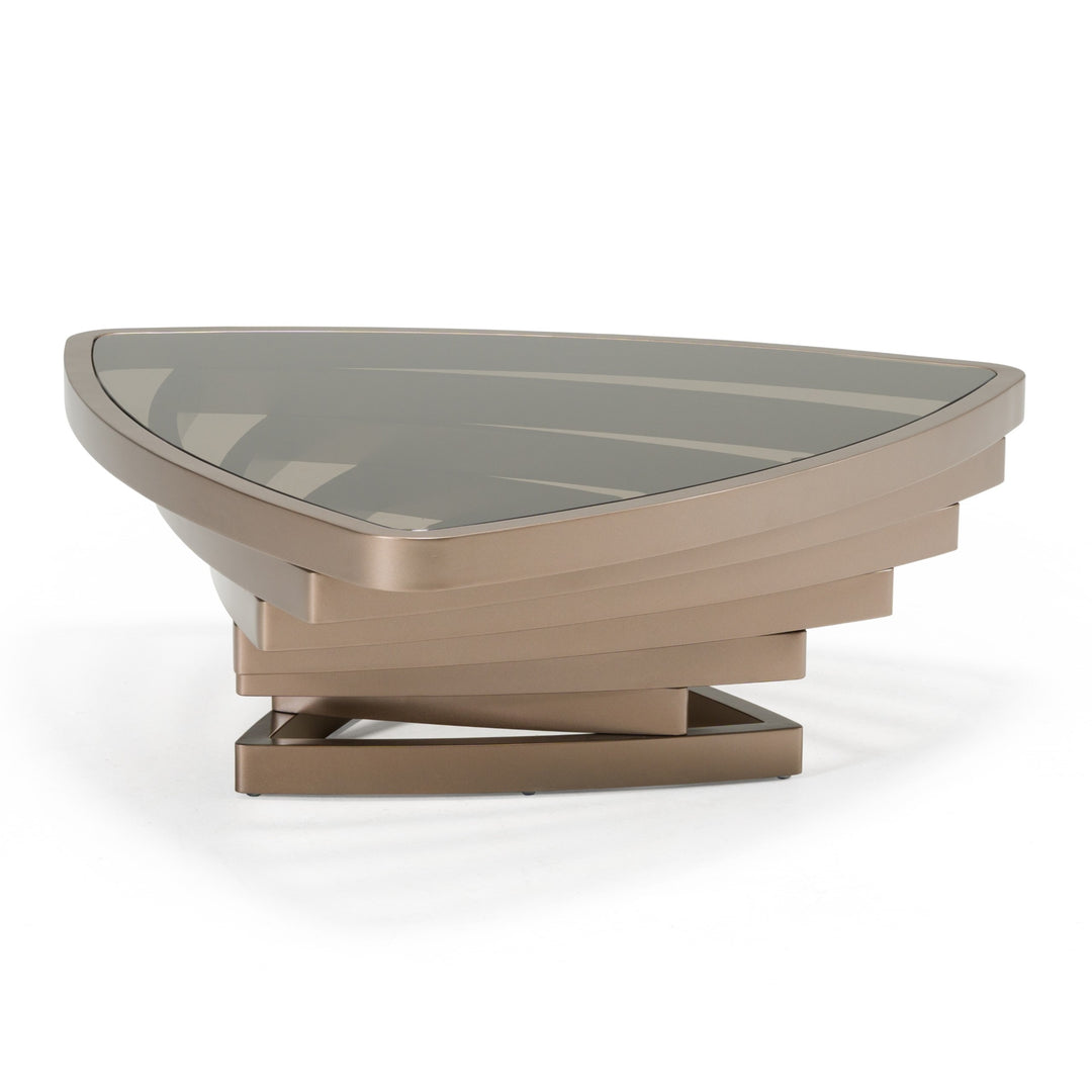 Jovial - Contemporary Brown Glass + Dark Gold Coffee Table