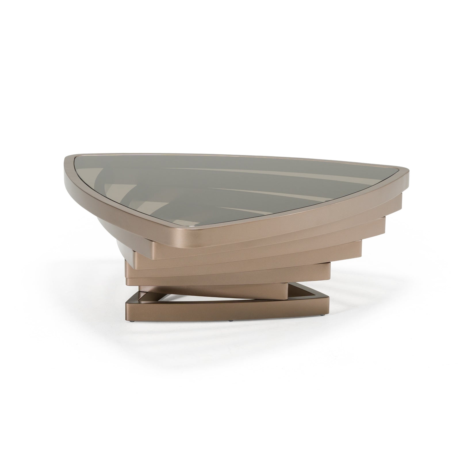 Jovial - Contemporary Brown Glass  Dark Gold Coffee Table