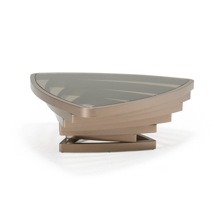 Jovial - Contemporary Brown Glass  Dark Gold Coffee Table