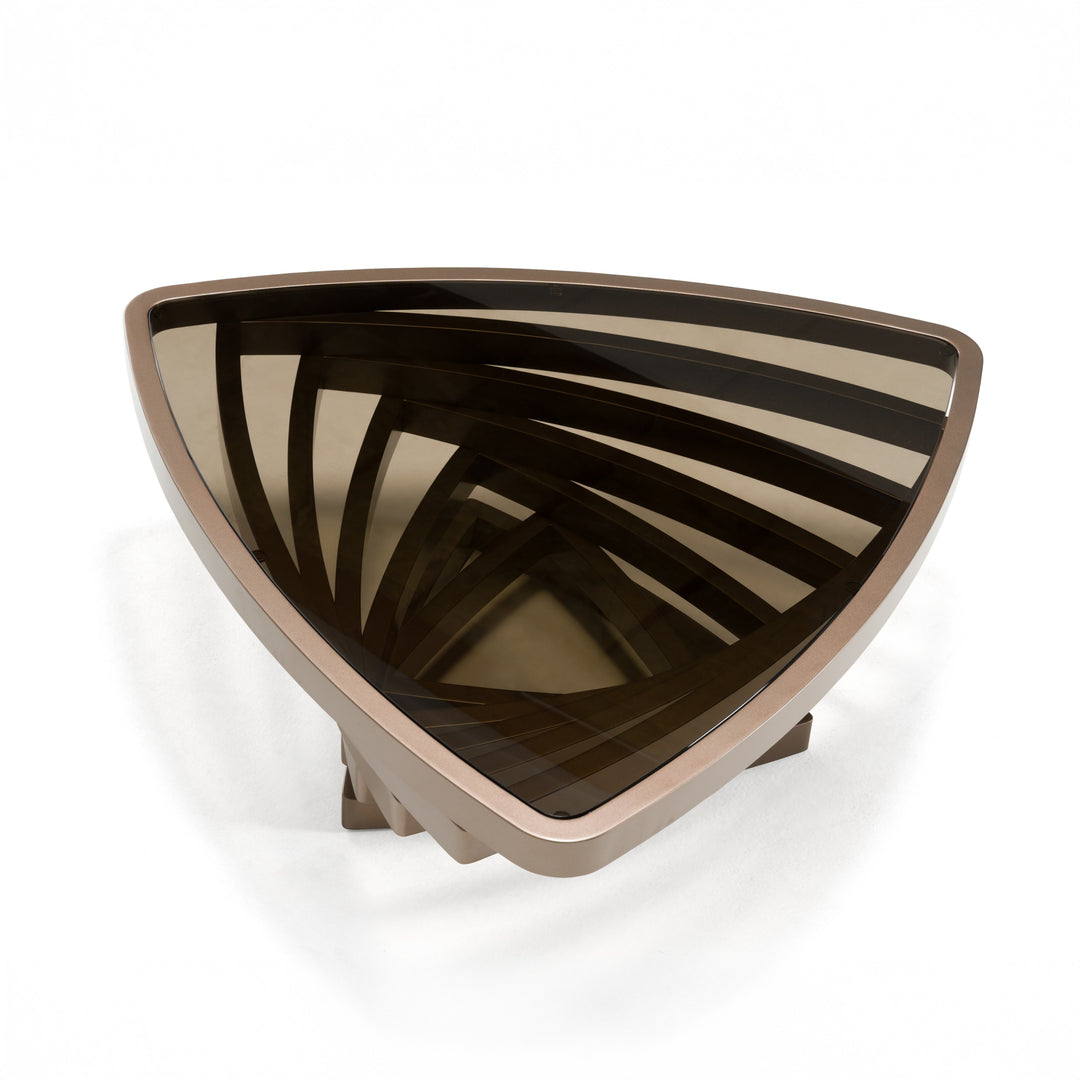 Jovial - Contemporary Brown Glass  Dark Gold Coffee Table