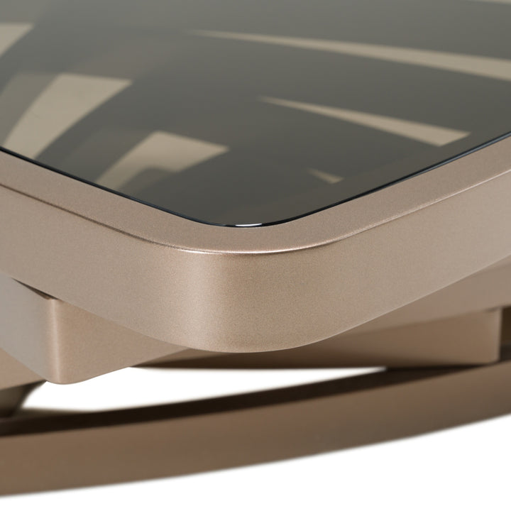 Jovial - Contemporary Brown Glass + Dark Gold Coffee Table