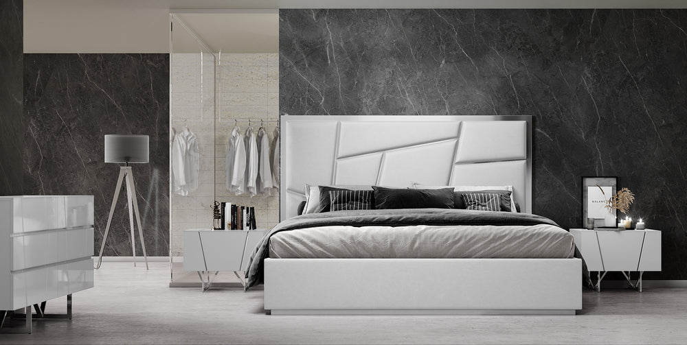 Chrysler Modern White Bonded Leather Bed - View 6