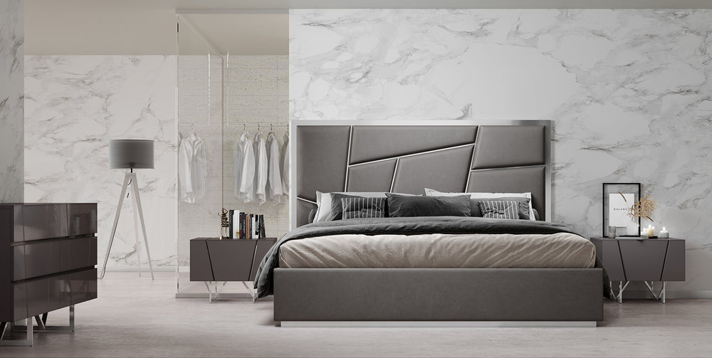 Chrysler Modern Grey Bonded Leather Bed - View 2