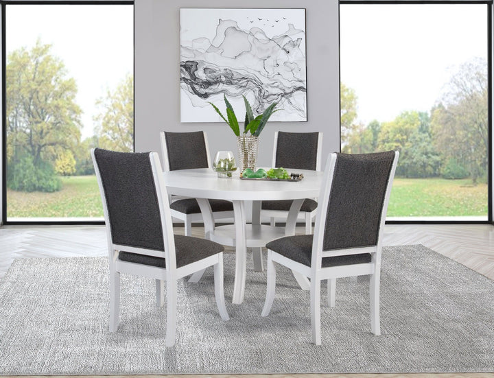 Judd - 5 Piece Round Wood Dining Table Set - Pearl White 5 - Piece Dining Room Set modern furniture Contempo Furniture
