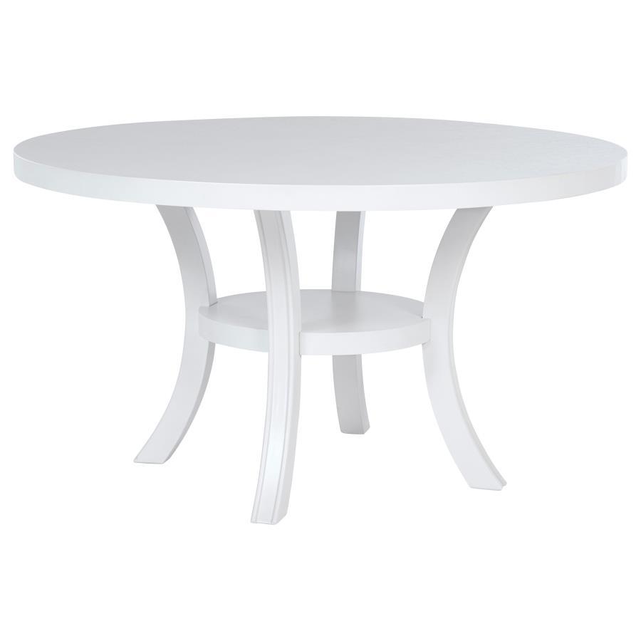 Judd - 7 Piece Round Wood Dining Table Set - Pearl White 7 - Piece Dining Room Set modern furniture Contempo Furniture