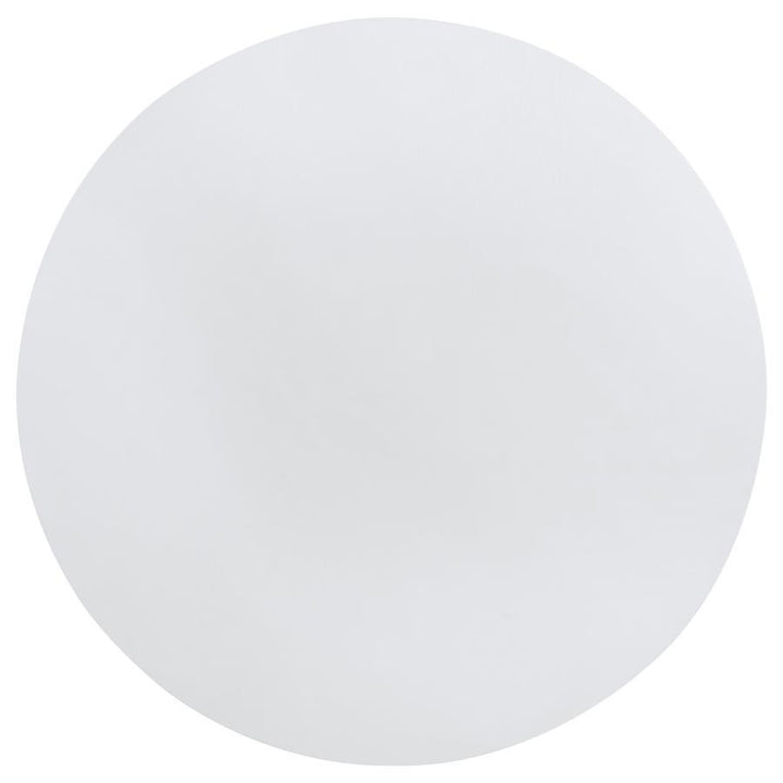 Judd - Round Dining Wood Table With Shelf - Pearl White Dining Table modern furniture Contempo Furniture