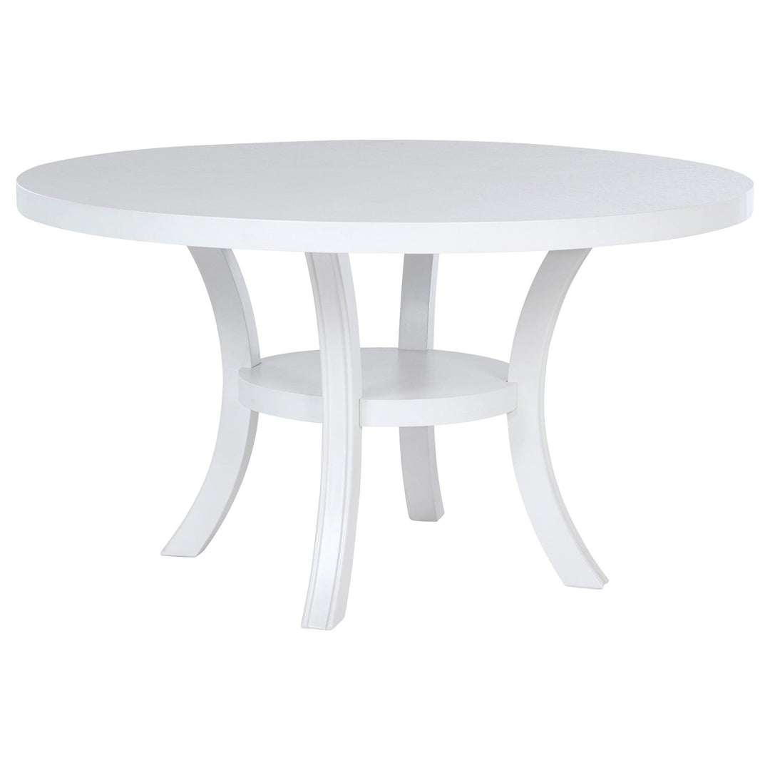 Judd - Round Dining Wood Table With Shelf - Pearl White Dining Table modern furniture Contempo Furniture