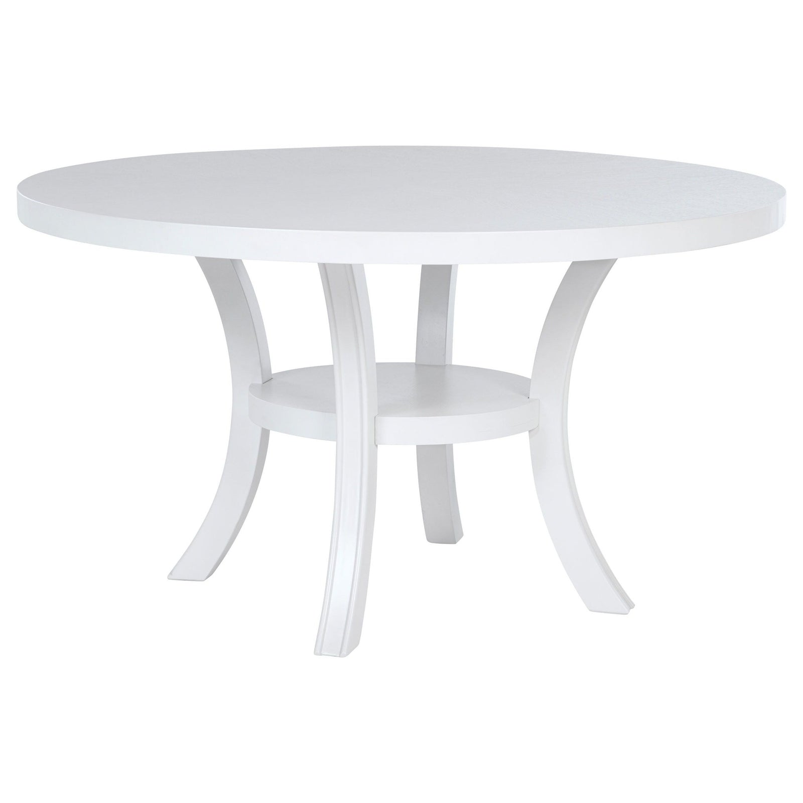Judd - Round Dining Wood Table With Shelf - Pearl White Dining Table modern furniture Contempo Furniture