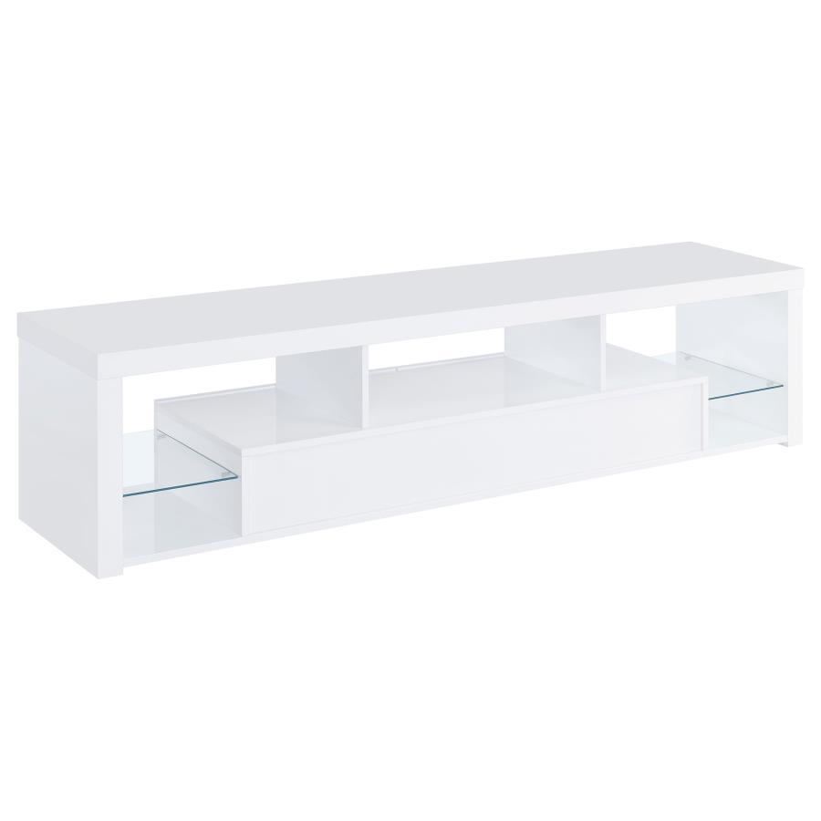 Jude - 2 - Drawer Engineered Wood TV Stand - High Gloss White TV Stand modern furniture Contempo Furniture