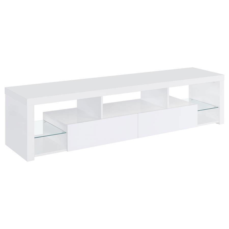 Jude - 2 - Drawer Engineered Wood TV Stand - High Gloss White TV Stand modern furniture Contempo Furniture