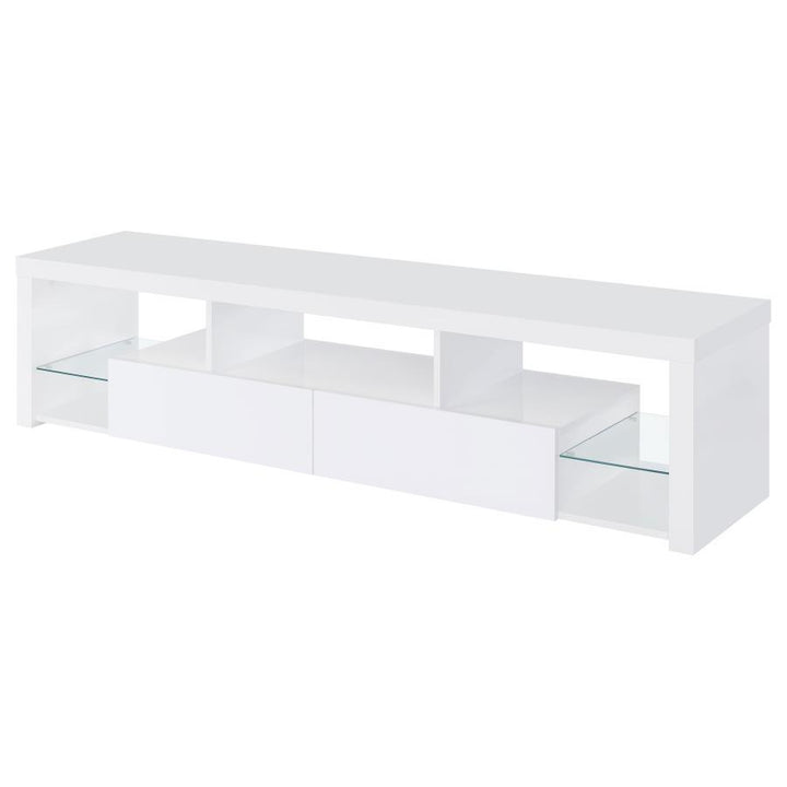 Jude - 2 - Drawer Engineered Wood TV Stand - High Gloss White TV Stand modern furniture Contempo Furniture
