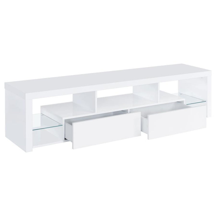 Jude - 2 - Drawer Engineered Wood TV Stand - High Gloss White TV Stand modern furniture Contempo Furniture