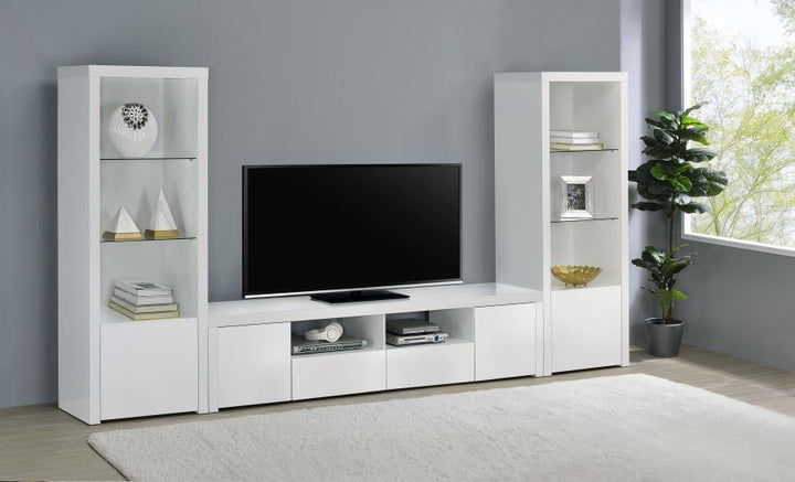 Jude - 3 - Shelf Engineered Wood Media Tower - High Gloss White Piers modern furniture Contempo Furniture