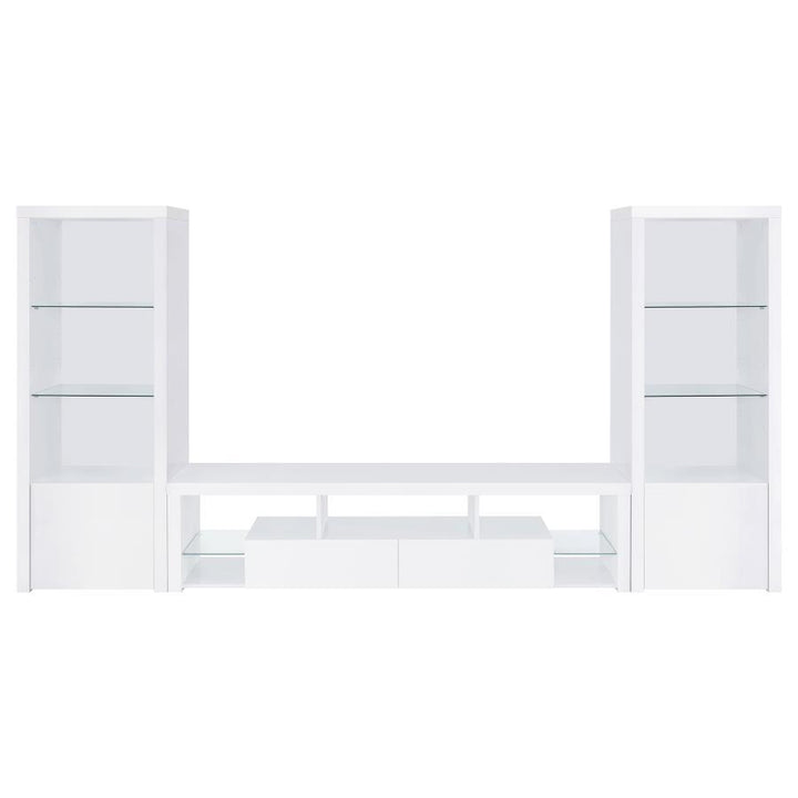 Jude - 3 - Shelf Engineered Wood Media Tower - High Gloss White Piers modern furniture Contempo Furniture