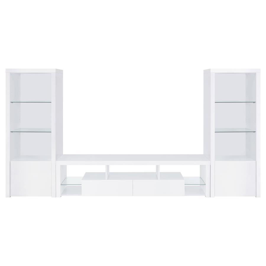 Jude - 3 - Shelf Engineered Wood Media Tower - High Gloss White Piers modern furniture Contempo Furniture