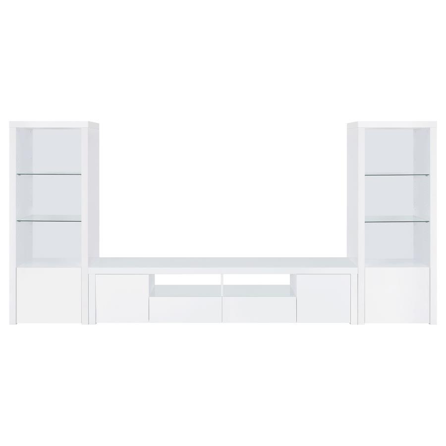 Jude - 3 - Shelf Engineered Wood Media Tower - High Gloss White Piers modern furniture Contempo Furniture