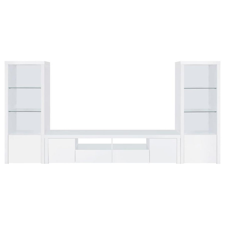Jude - 3 - Shelf Engineered Wood Media Tower - High Gloss White Piers modern furniture Contempo Furniture