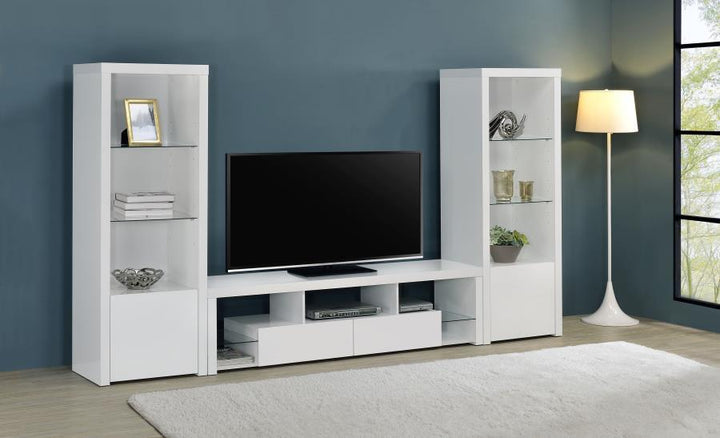 Jude - 3 - Shelf Engineered Wood Media Tower - High Gloss White Piers modern furniture Contempo Furniture