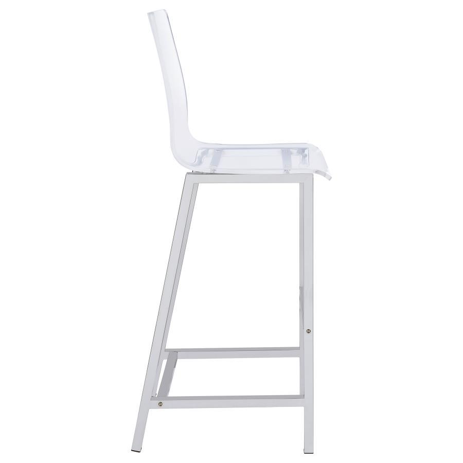 Juelia - Bar Stools (Set of 2) - Chrome And Clear Acrylic Stool Set modern furniture Contempo Furniture