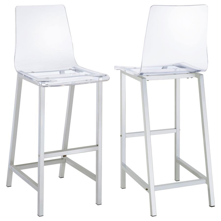 Juelia - Bar Stools (Set of 2) - Chrome And Clear Acrylic Stool Set modern furniture Contempo Furniture
