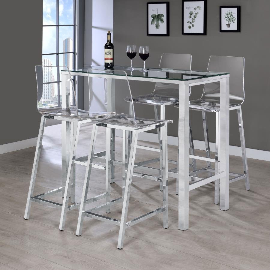 Juelia - Bar Stools (Set of 2) - Chrome And Clear Acrylic Stool Set modern furniture Contempo Furniture