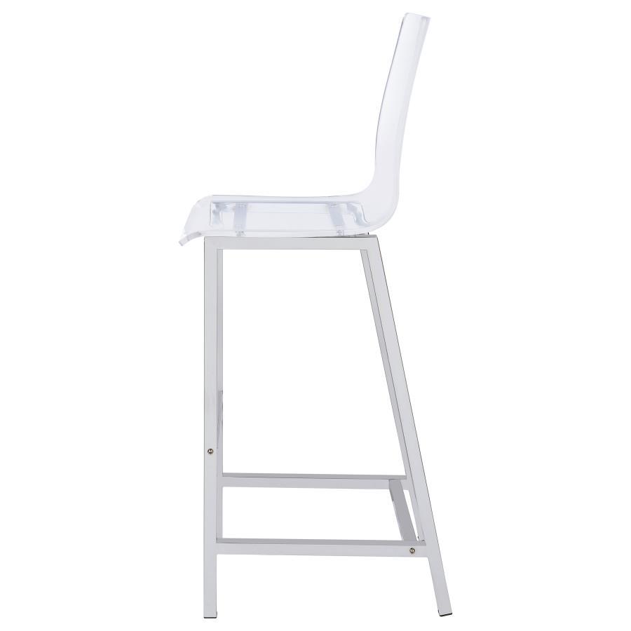 Juelia - Bar Stools (Set of 2) - Chrome And Clear Acrylic Stool Set modern furniture Contempo Furniture