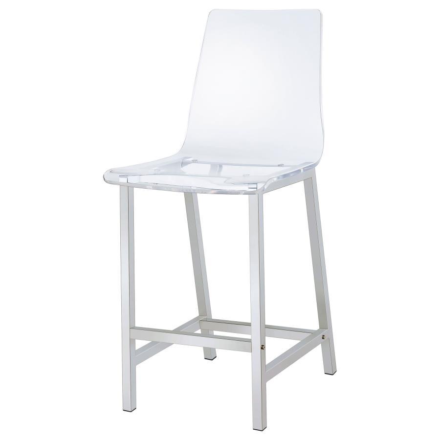 Juelia - Counter Chair (Set of 2) - Chrome And Clear Acrylic Stool Set modern furniture Contempo Furniture