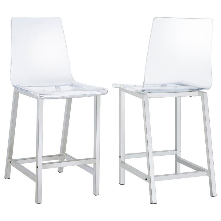 Juelia - Counter Chair (Set of 2) - Chrome And Clear Acrylic Stool Set modern furniture Contempo Furniture