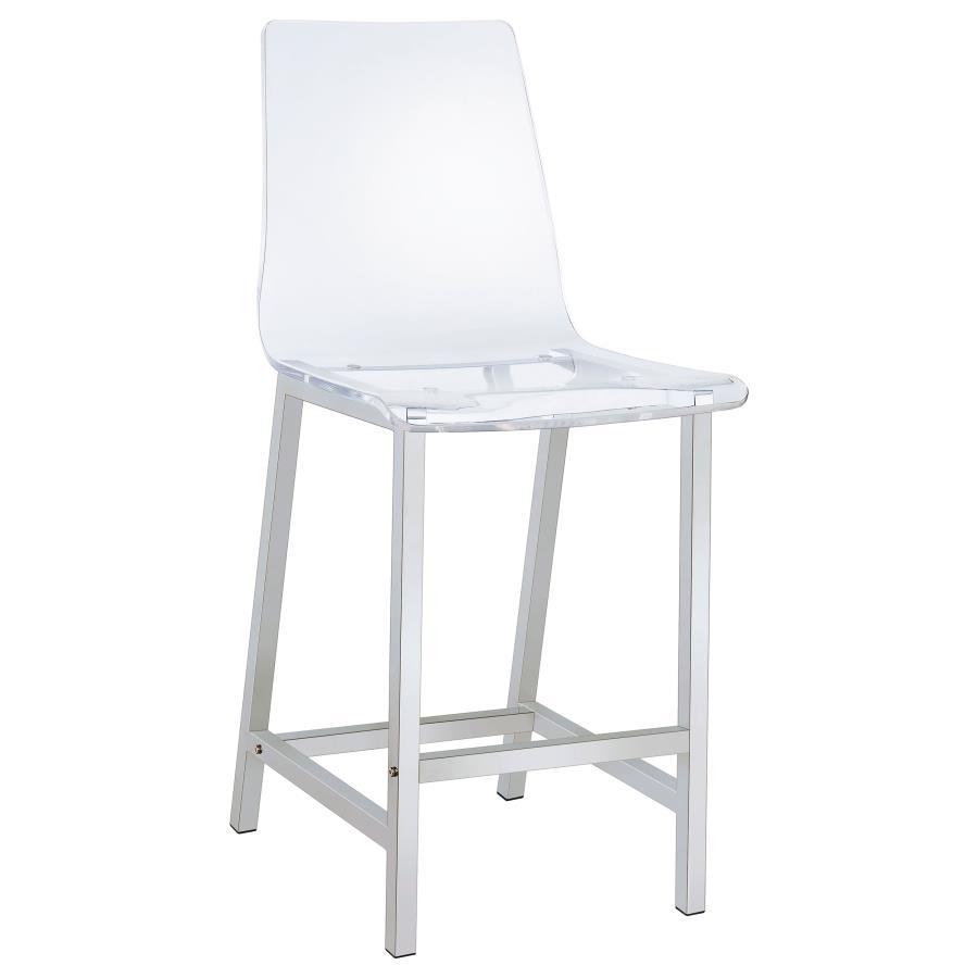 Juelia - Counter Chair (Set of 2) - Chrome And Clear Acrylic Stool Set modern furniture Contempo Furniture