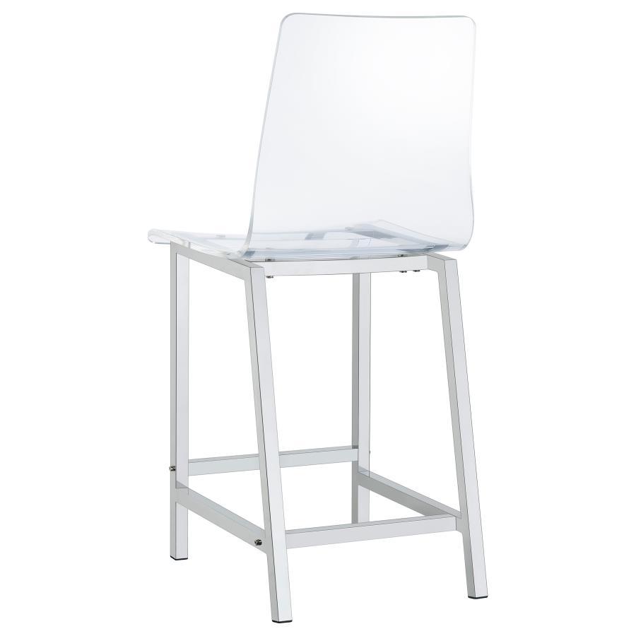 Juelia - Counter Chair (Set of 2) - Chrome And Clear Acrylic Stool Set modern furniture Contempo Furniture