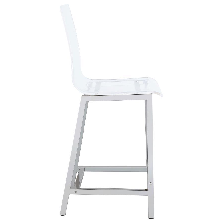 Juelia - Counter Chair (Set of 2) - Chrome And Clear Acrylic Stool Set modern furniture Contempo Furniture