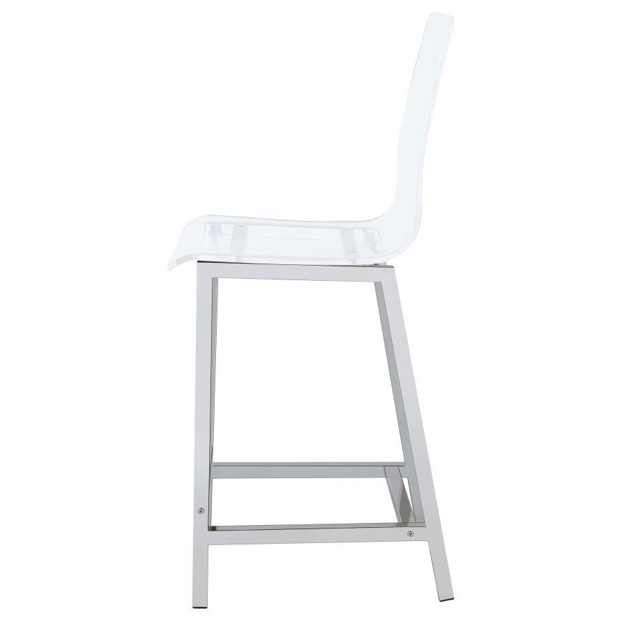 Juelia - Counter Chair (Set of 2) - Chrome And Clear Acrylic Stool Set modern furniture Contempo Furniture