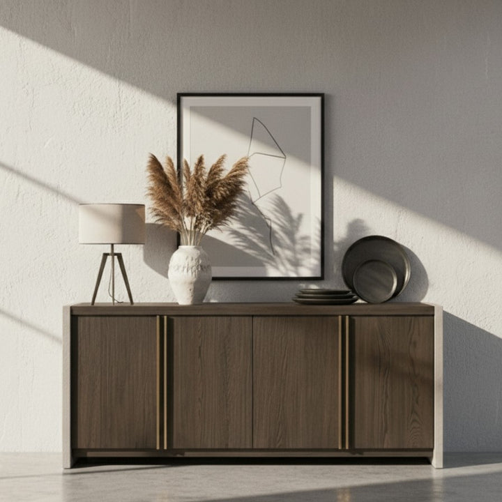 June - Modern Dark Grey &amp; Walnut Buffet