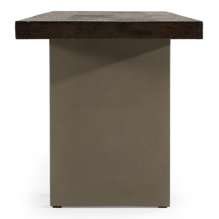 June - Modern Dark Grey Concrete &amp; Walnut Dining Bench