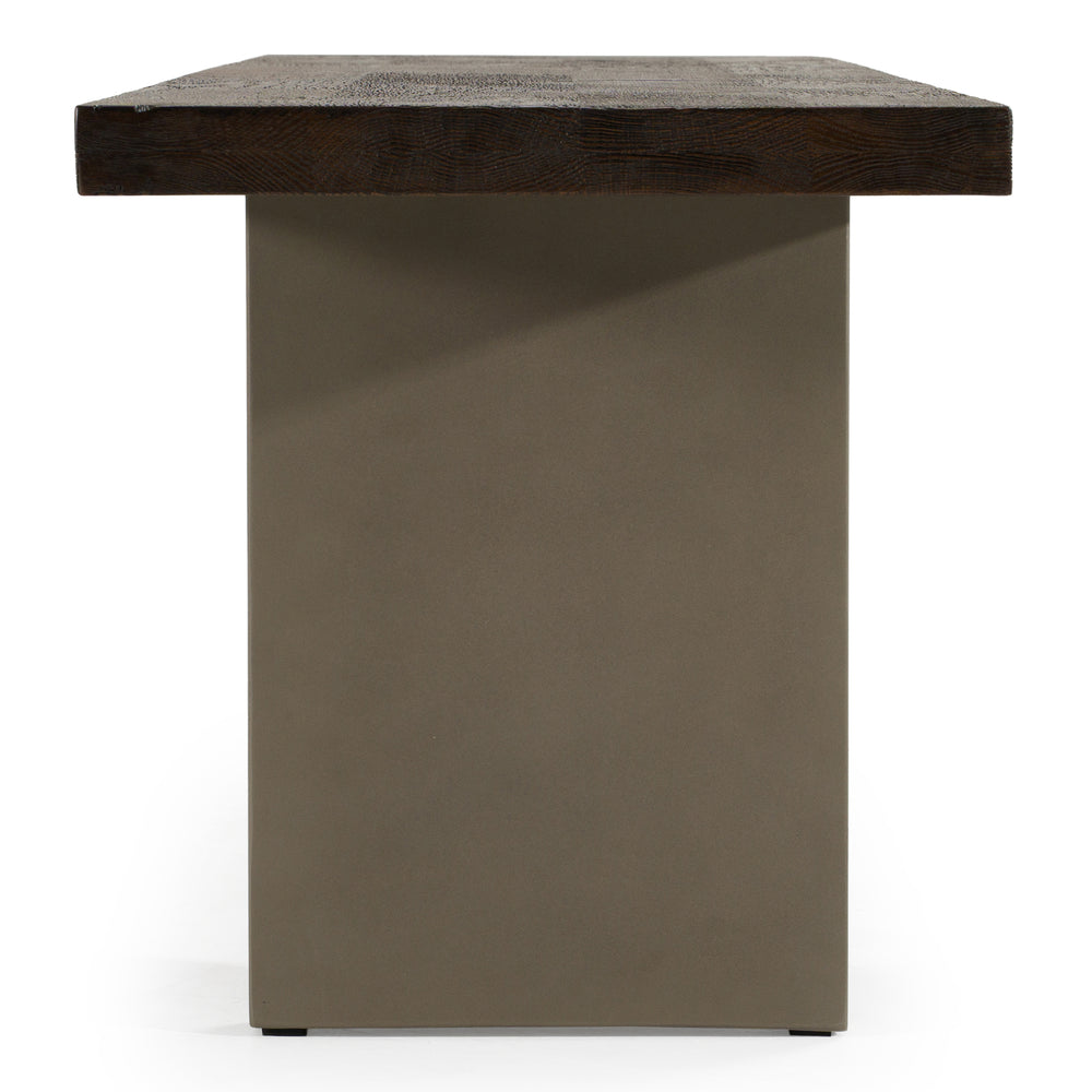 June - Modern Dark Grey Concrete & Walnut Dining Bench - View 3
