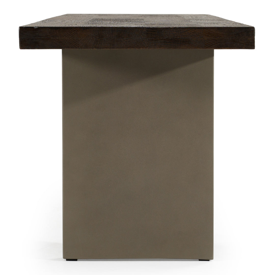 June - Modern Dark Grey Concrete & Walnut Dining Bench