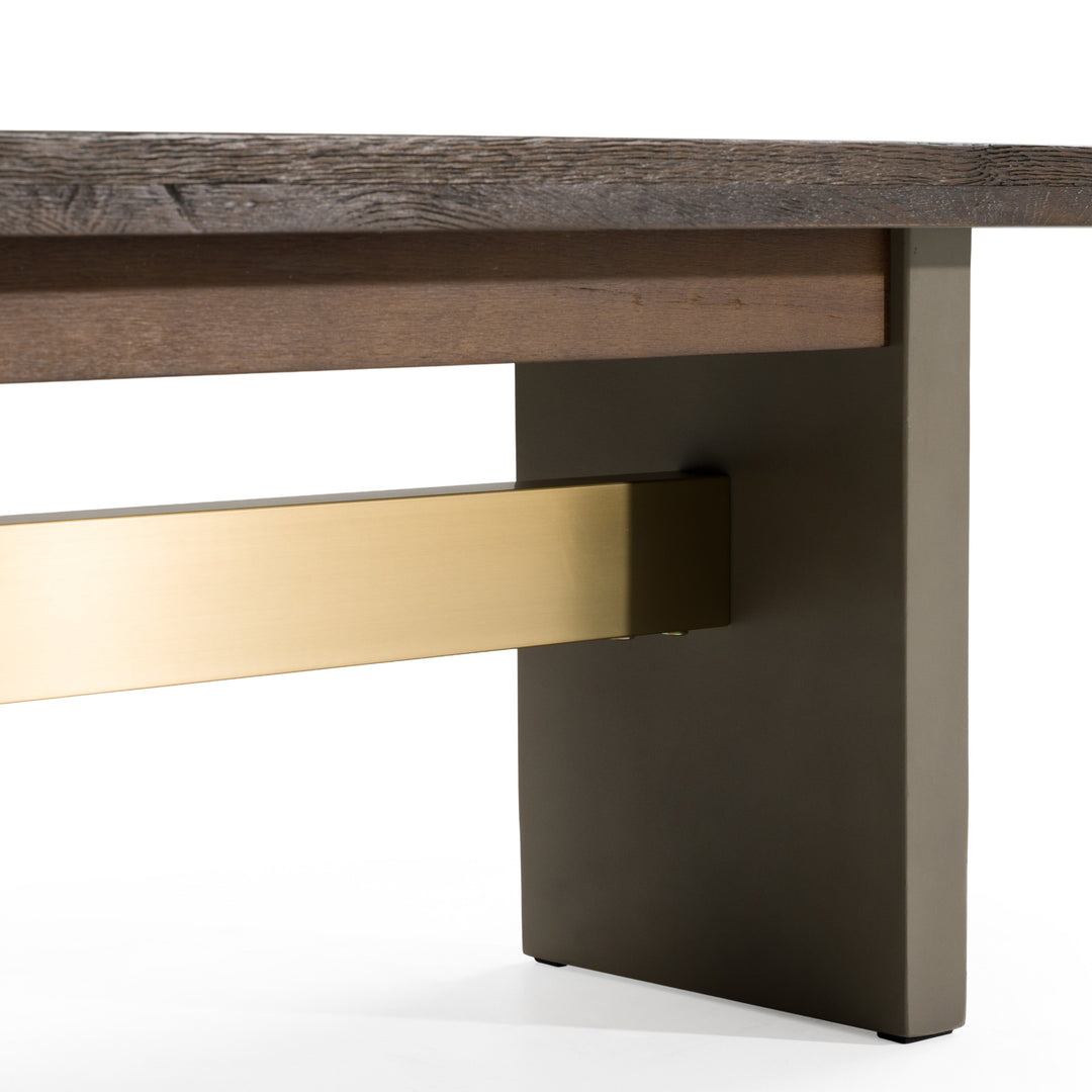 June - Modern Dark Grey Concrete  and  Walnut Dining Bench
