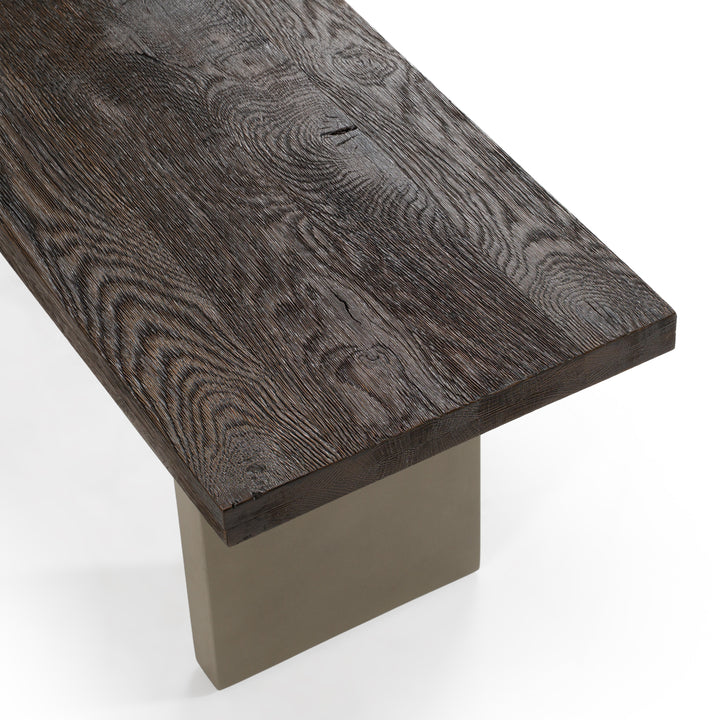 June - Modern Dark Grey Concrete &amp; Walnut Dining Bench
