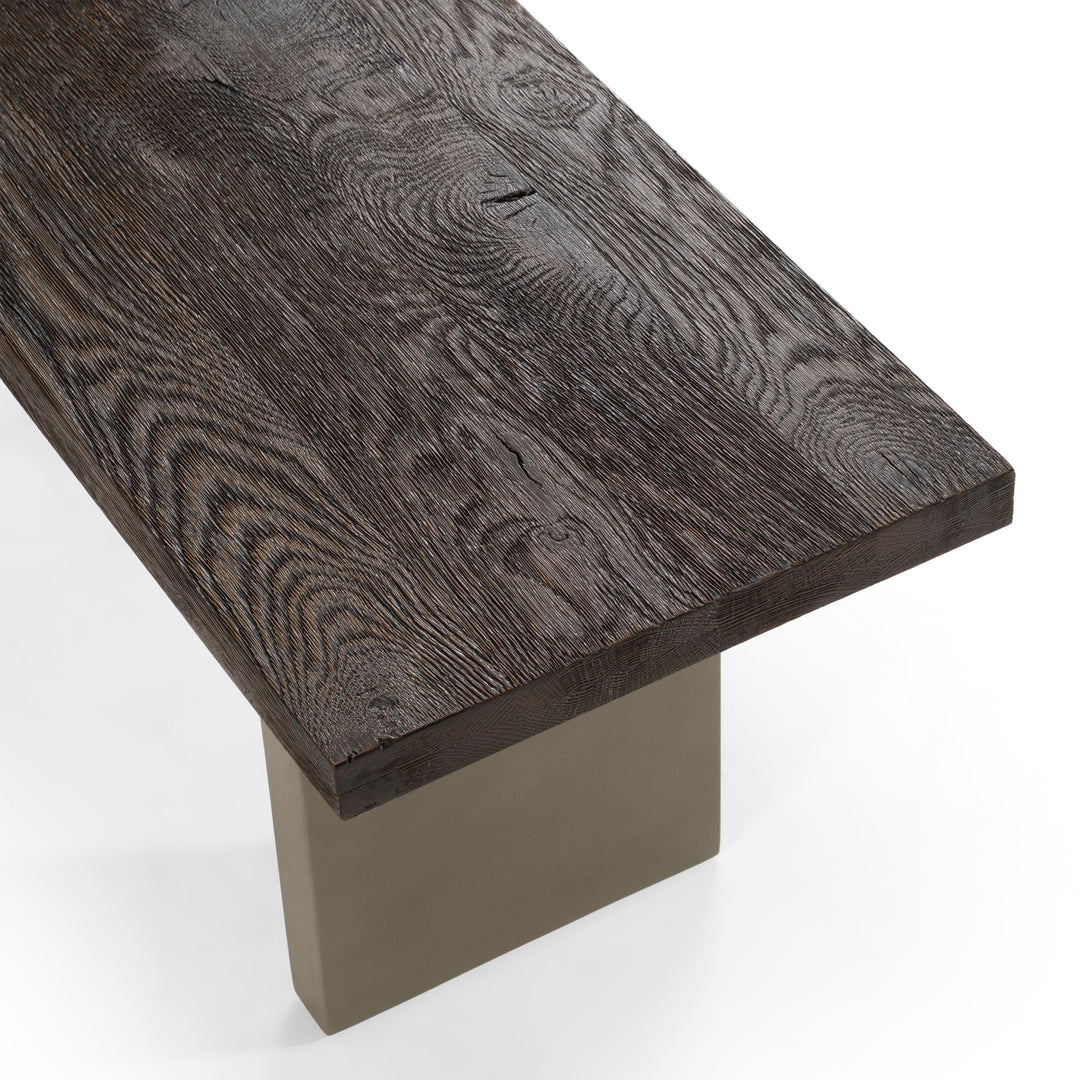 June - Modern Dark Grey Concrete & Walnut Dining Bench