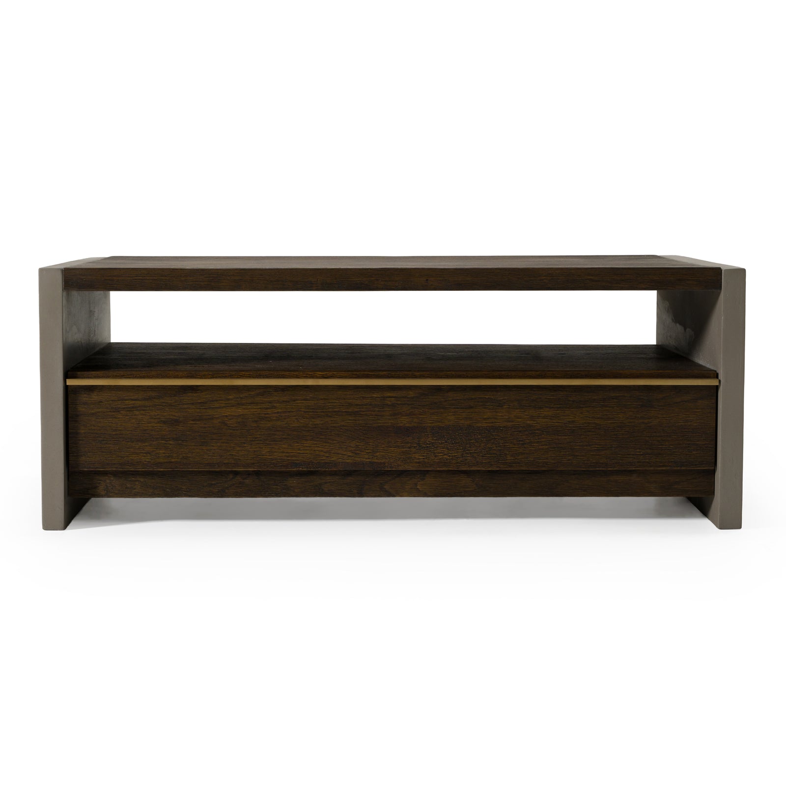 June - Modern Dark Grey Concrete  and  Walnut Coffee Table