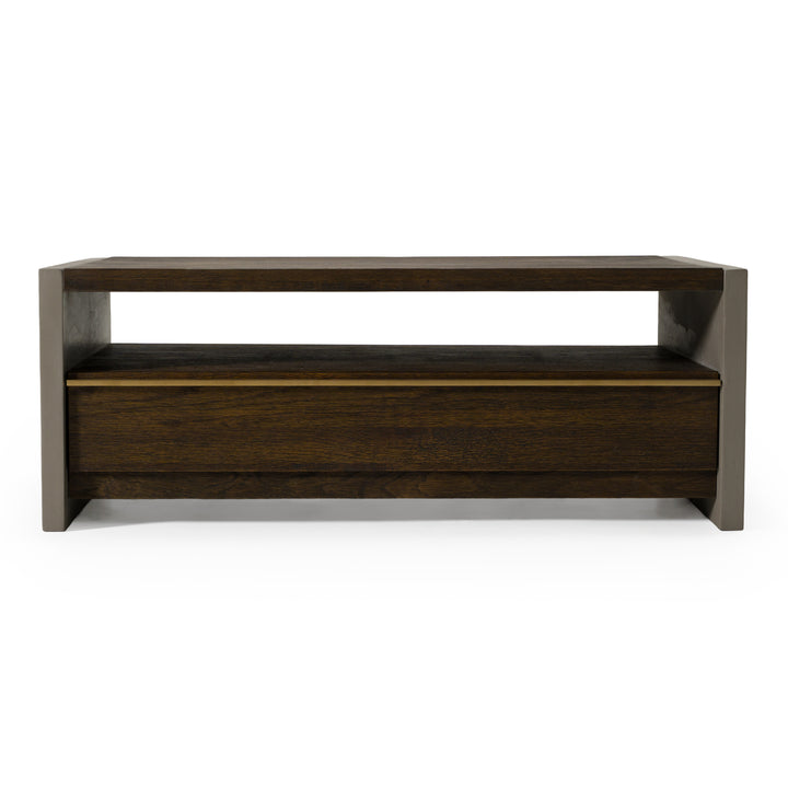 June - Modern Dark Grey Concrete &amp; Walnut Coffee Table