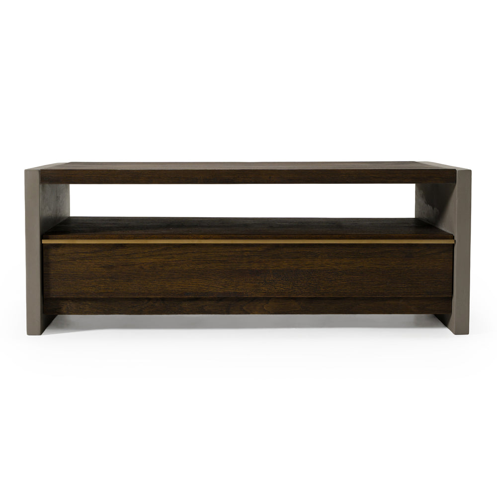 June - Modern Dark Grey Concrete & Walnut Coffee Table